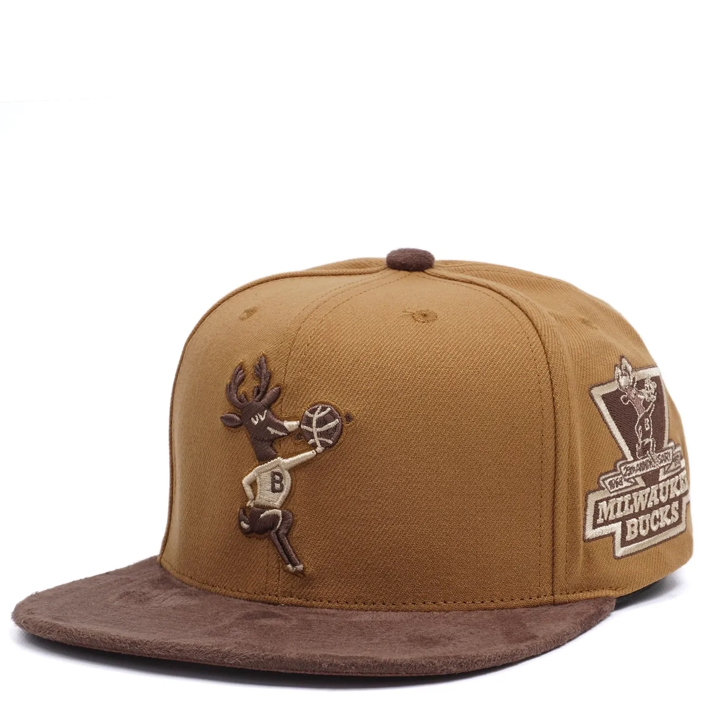 MITCHELL &amp; NESS MILWAUKEE BUCKS BANGO COFFEE STRAPBACK HAT