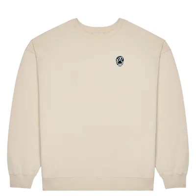 Front view of Malbon Golf Grateful Dead Range Sweatshirt in Rainy Day with small embroidered logo on chest.