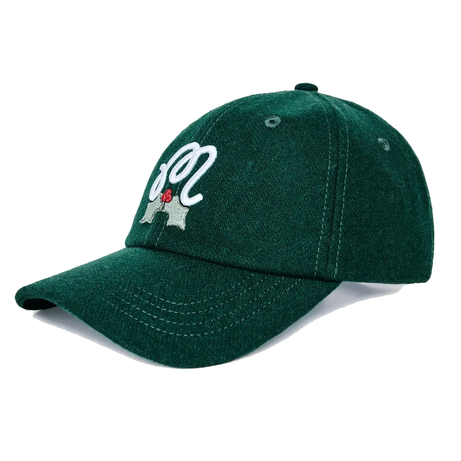 Malbon Golf Mistleflow Dad Hat Hunter Green – Holiday Wool Cap