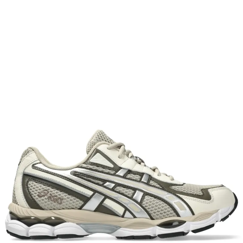 Side profile of ASICS GEL-NYC 2055 featuring mesh upper, layered overlays, and GEL-CUMULUS midsole.