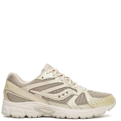 Side view of Saucony Ride Millennium Bubbly sneaker with breathable mesh upper and cream synthetic overlays.