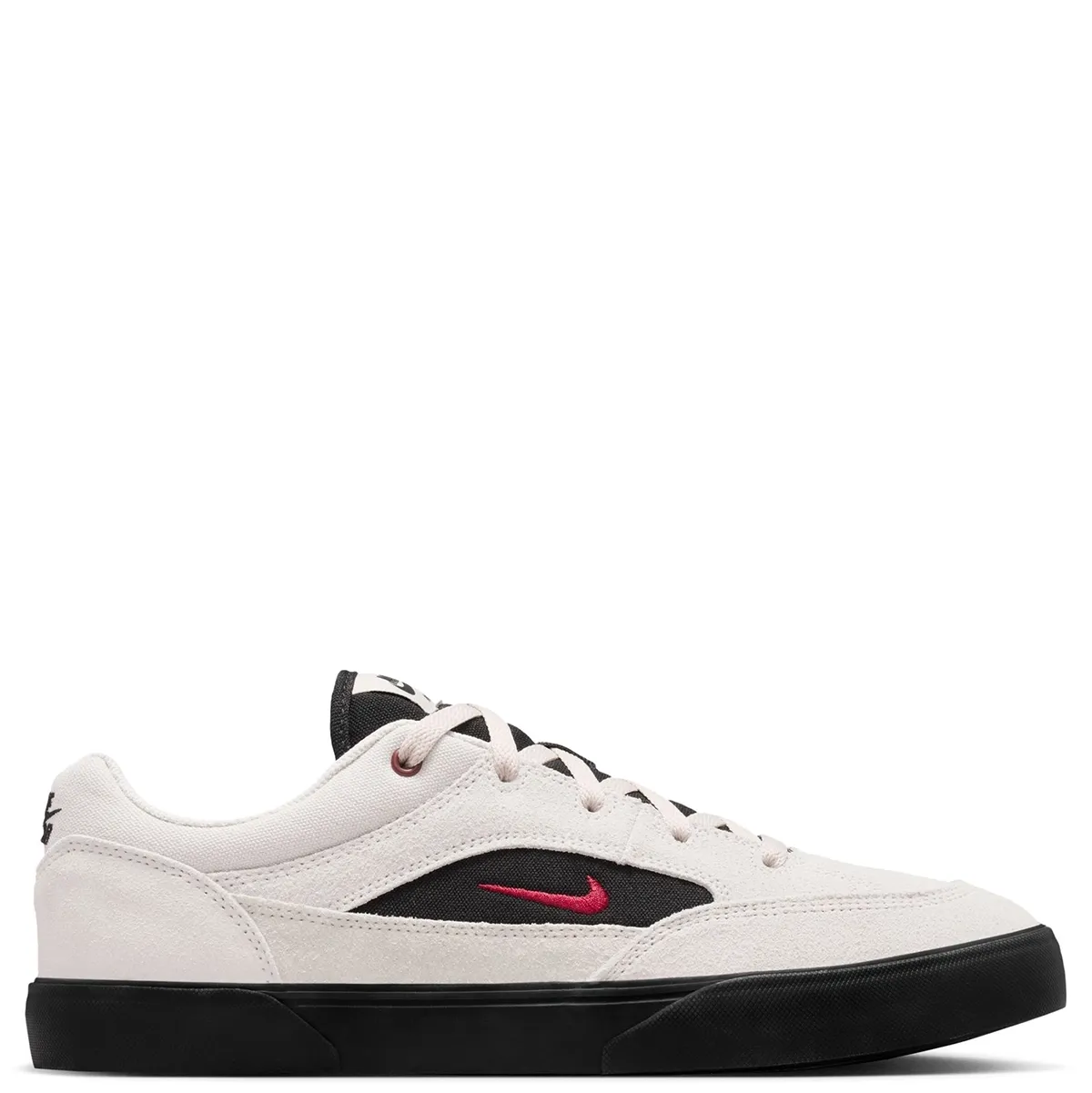 Lateral side view of Nike SB Malor with suede and canvas upper and black vulcanized sole.