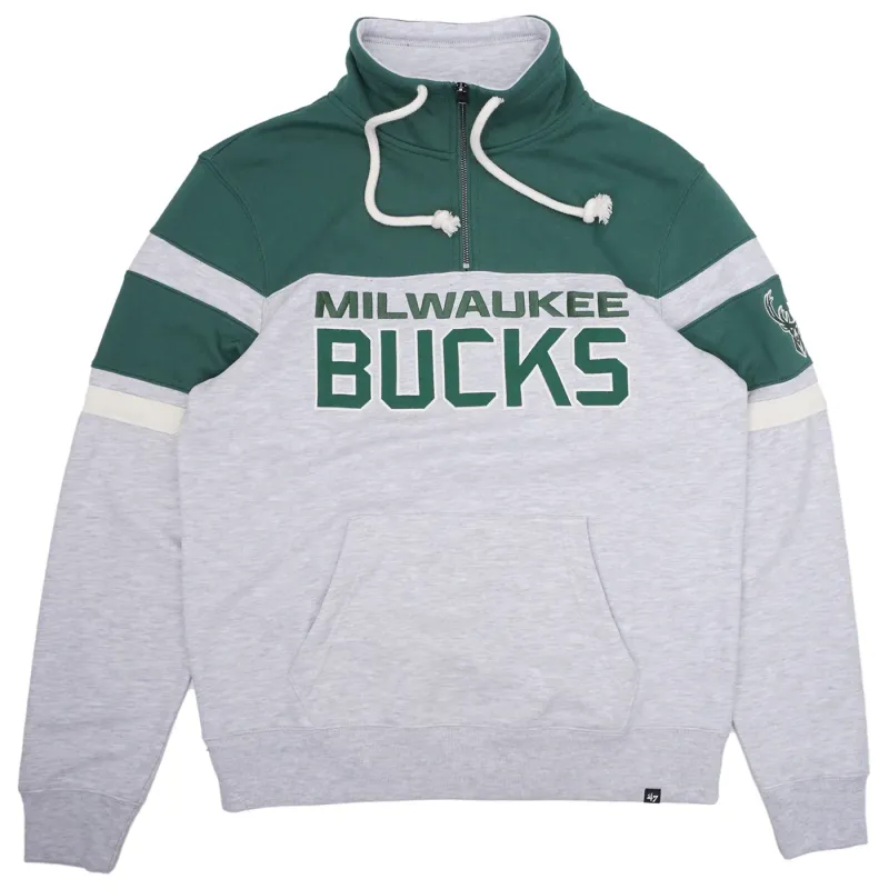 '47 BRAND MILWAUKEE BUCKS BAY RIDGE 1/4-ZIP SWEATSHIRT   