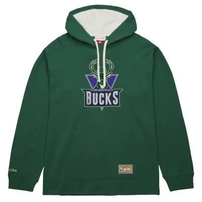 MITCHELL &amp; NESS MILWAUKEE BUCKS THERMAL LIGHTWEIGHT VINTAGE LOGO HOODIE