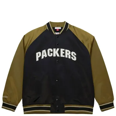 MITCHELL &amp; NESS GREEN BAY PACKERS DOUBLE CLUTCH LIGHTWEIGHT SATIN JACKET  