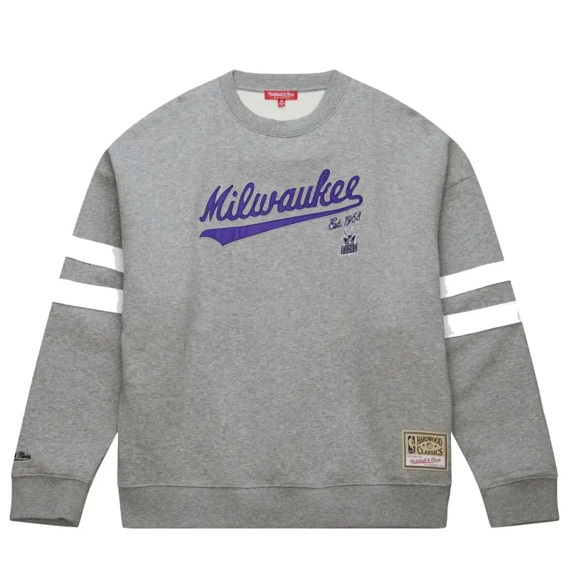MITCHELL &amp; NESS MILWAUKEE BUCKS WOMEN'S LOGO LIGHTWEIGHT CREWNECK    