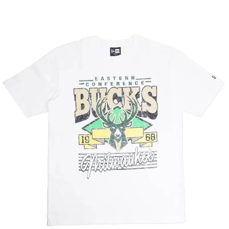 NEW ERA MILWAUKEE BUCKS SPORT CLASS DISTRESSED TEE    