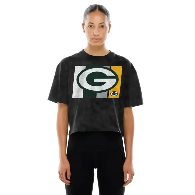 NEW ERA GREEN BAY PACKERS WOMEN'S LOGO BARS CROP TEE  