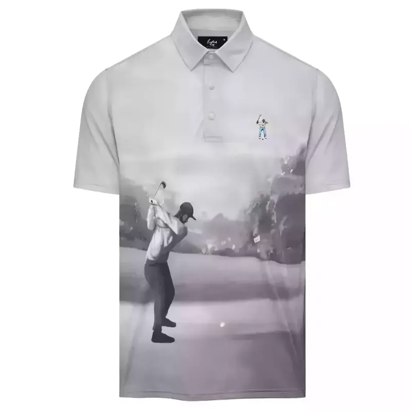 EASTSIDE GOLF CANAVS PRINT SNAP PLACKET POLO SHIRT   
