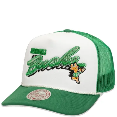 MITCHELL &amp; NESS MILWAUKEE BUCKS SHADOW DROP TRUCKER HAT