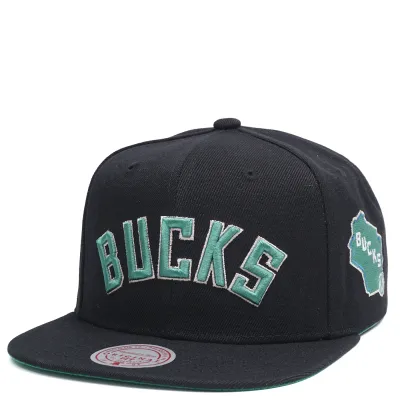 MITCHELL &amp; NESS MILWAUKEE BUCKS TRIPLE PLAY SNAPBACK HAT