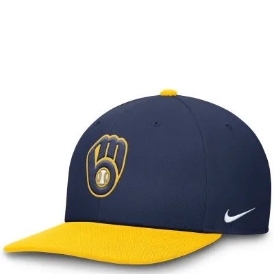 NIKE MILWAUKEE BREWERS DRI-FIT LOGO PERFORMANCE SNAPBACK HAT
