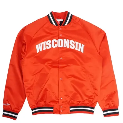 MITCHELL &amp; NESS WISCONSIN BADGERS LIGHTWEIGHT SATIN JACKET   