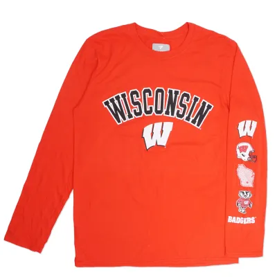 FANATICS WISCONSIN BADGERS BADGING LONG SLEEVE TEE