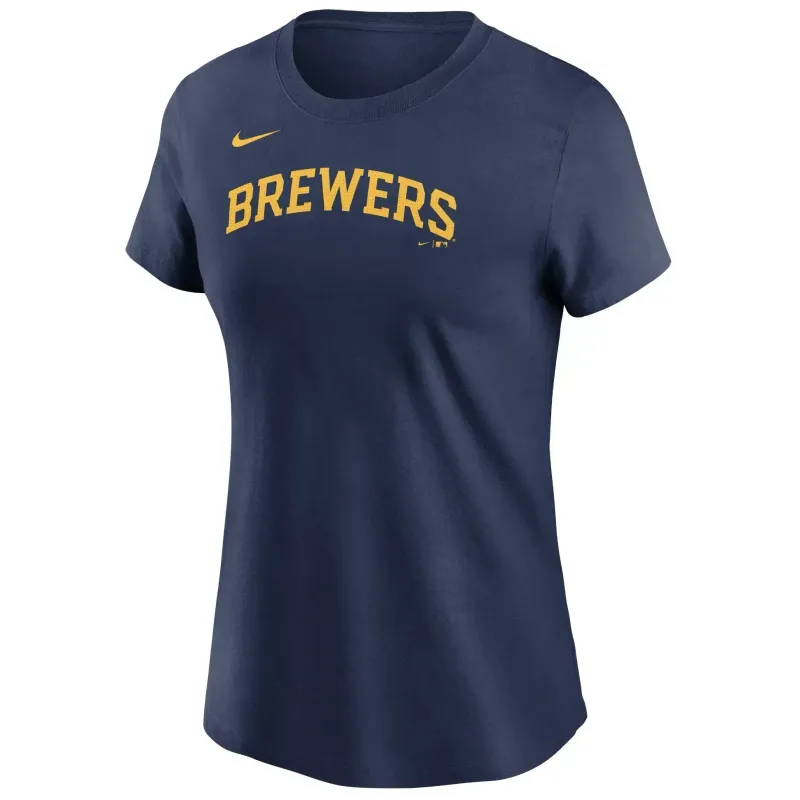 NIKE MILWAUKEE BREWERS WOMEN'S FUSE WORDMARK TEE   