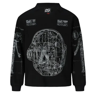 PLEASURES X DAFT PUNK SCHEMATIC LONG SLEEVE POLO  