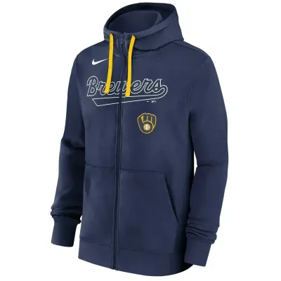 NIKE MILWAUKEE BREWERS KNOCKOUT SCRIPT FULL-ZIP HOODIE    