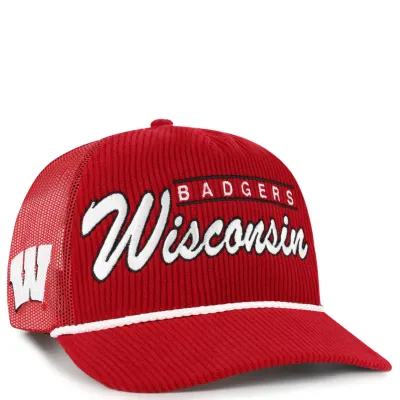 '47 BRAND WISCONSIN BADGERS DOUBLE HEADER MESH HITCH SNAPBACK HAT