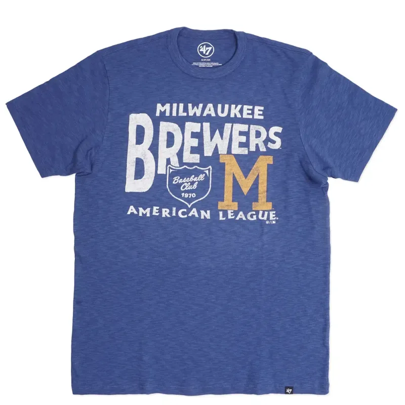 '47 BRAND MILWAUKEE BREWERS COOPERSTOWN FORKBALL SCRUM TEE     