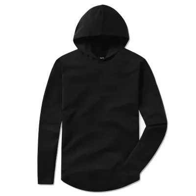 CUTS AO LONG SLEEVE HOODED CURVE HEM TEE   