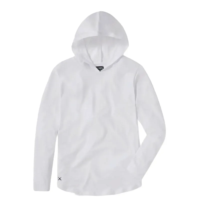 CUTS AO LONG SLEEVE HOODED CURVE HEM TEE   