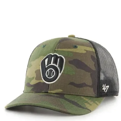 '47 BRAND MILWAUKEE BREWERS CAMO TRUCKER HAT