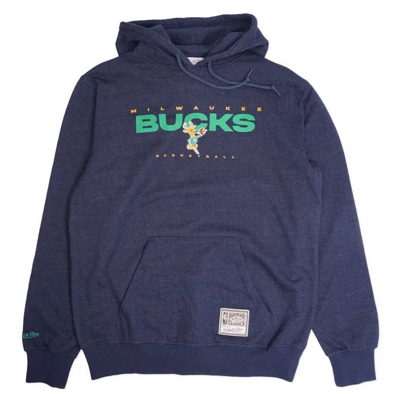 MITCHELL &amp; NESS MILWAUKEE BUCKS WASHED FLEECE PULLOVER HOODIE      