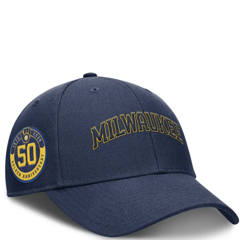 NIKE MILWAUKEE BREWERS RISE GABERDINE SNAPBACK HAT