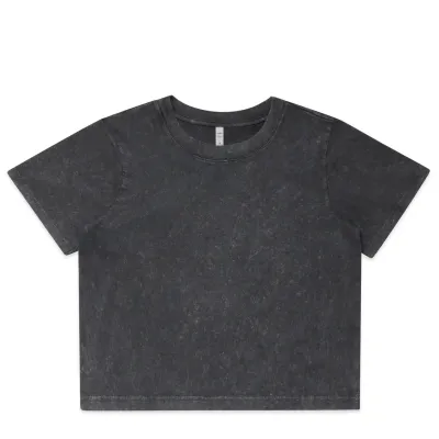ASCOLOUR WOMEN'S STONE WASH HEAVY CROP TEE        