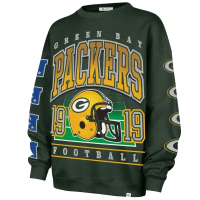 '47 BRAND GREEN BAY PACKERS WOMEN'S GO BIG OVERSIZED CREWNECK SWEATSHIRT 