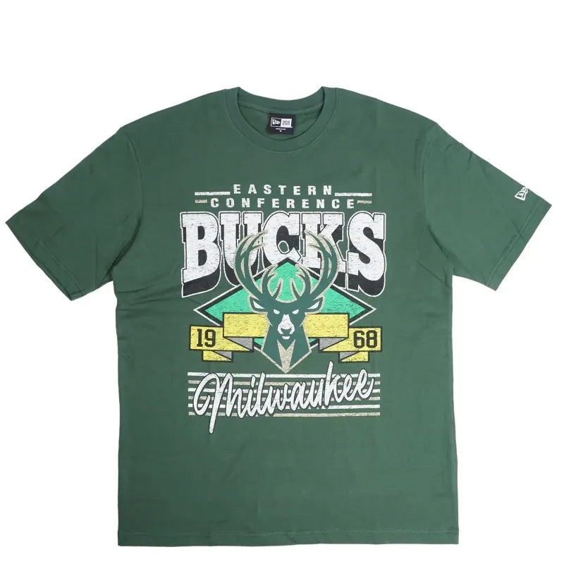 NEW ERA MILWAUKEE BUCKS SPORT CLASS DISTRESSED TEE     
