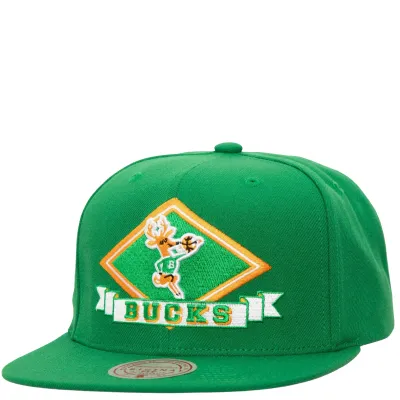 MITCHELL &amp; NESS MILWAUKEE BUCKS DIAMONDS UP SNAPBACK HAT