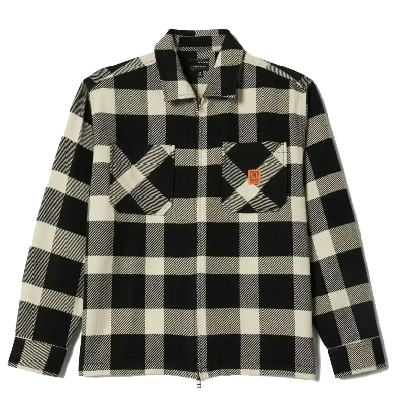 BRIXTON UNION ZIP-UP LONG SLEEVE FLANNEL SHIRT    
