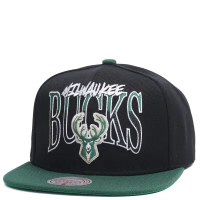 MITCHELL &amp; NESS MILWAUKEE BUCKS RISE UP SNAPBACK HAT