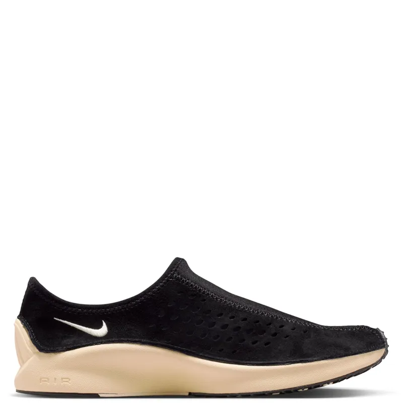 Lateral side view of Nike Air Superfly Moc Black Muslin with minimalist running silhouette.