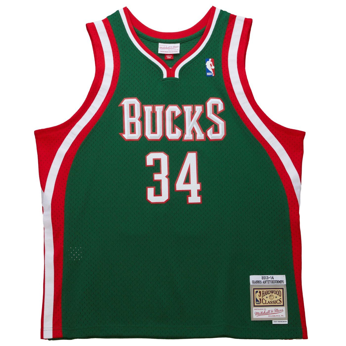 MITCHELL &amp; NESS MILWAUKEE BUCKS GIANNIS '13-14 SWINGMAN JERSEY