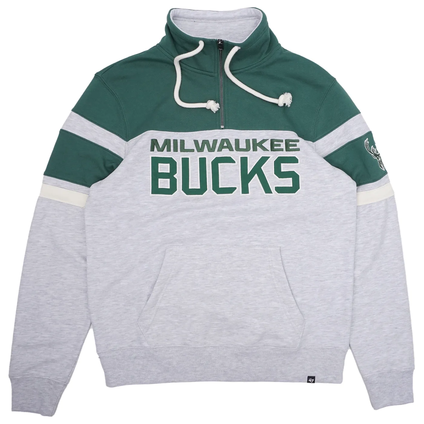 '47 BRAND MILWAUKEE BUCKS BAY RIDGE 1/4-ZIP SWEATSHIRT    
