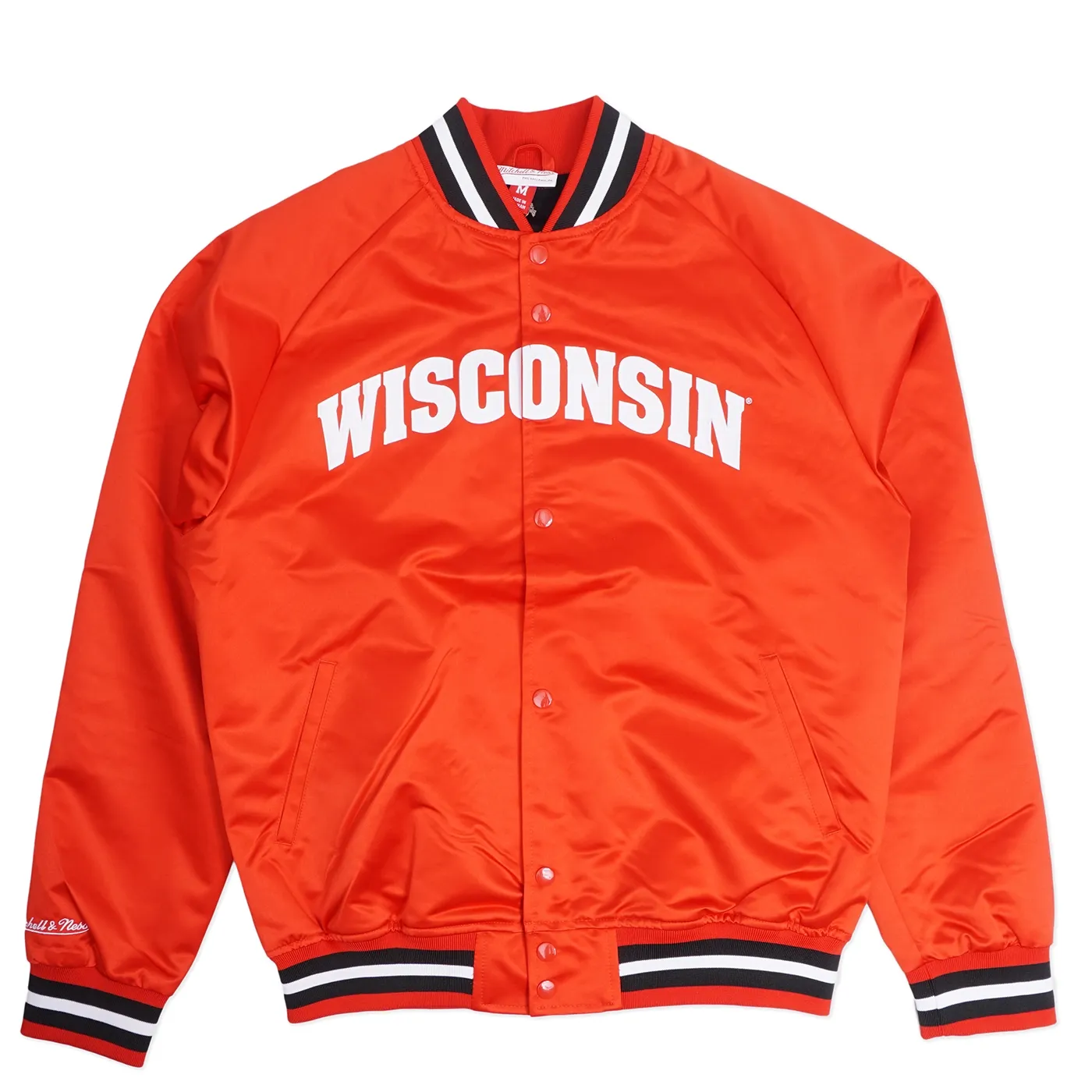 MITCHELL &amp; NESS WISCONSIN BADGERS LIGHTWEIGHT SATIN JACKET   