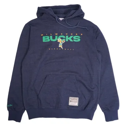MITCHELL &amp; NESS MILWAUKEE BUCKS WASHED FLEECE PULLOVER HOODIE      