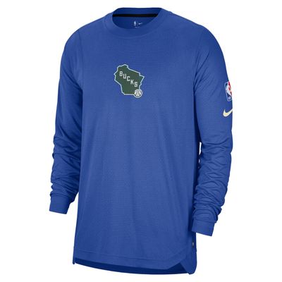 NIKE MILWAUKEE BUCKS PREGAME CITY EDITION LONG SLEEVE SHOOTING SHIRT 