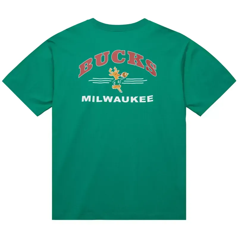 MITCHELL &amp; NESS MILWAUKEE BUCKS DOUBLE HIT POCKET TEE      