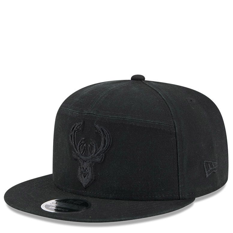 NEW ERA MILWAUKEE BUCKS COTTON CANVAS SPLIT 9FIFTY SNAPBACK HAT