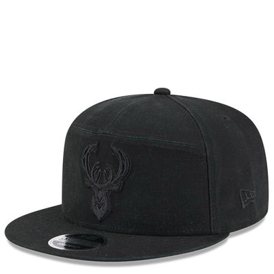 NEW ERA MILWAUKEE BUCKS COTTON CANVAS SPLIT 9FIFTY SNAPBACK HAT