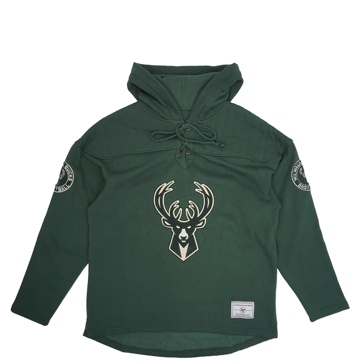 '47 BRAND MILWAUKEE BUCKS SHOT FOLLOW WINGBACK LACER PULLOVER HOODIE