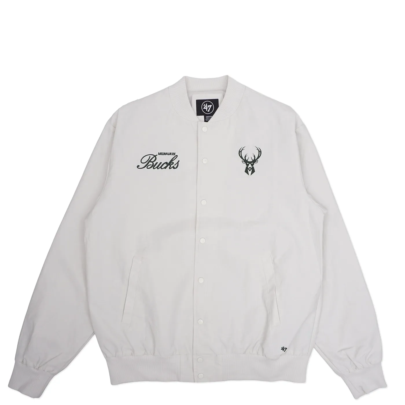 '47 BRAND MILWAUKEE BUCKS EURO STEP TWILL BOMBER JACKET      