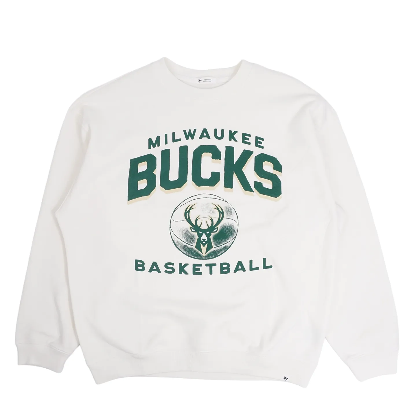 '47 BRAND MILWAUKEE BUCKS WOMEN'S ARCH CLOUD OVERSIZED CREWNECK SWEATSHIRT 