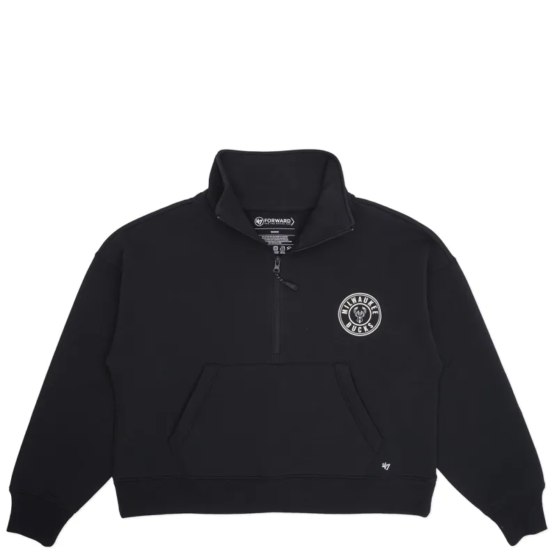 '47 BRAND MILWAUKEE BUCKS WOMEN'S LOOP IN 1/4-ZIP SWEATSHIRT  