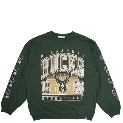 '47 BRAND MILWAUKEE BUCKS WOMEN'S GO BIG OVERSIZED CREWNECK SWEATSHIRT