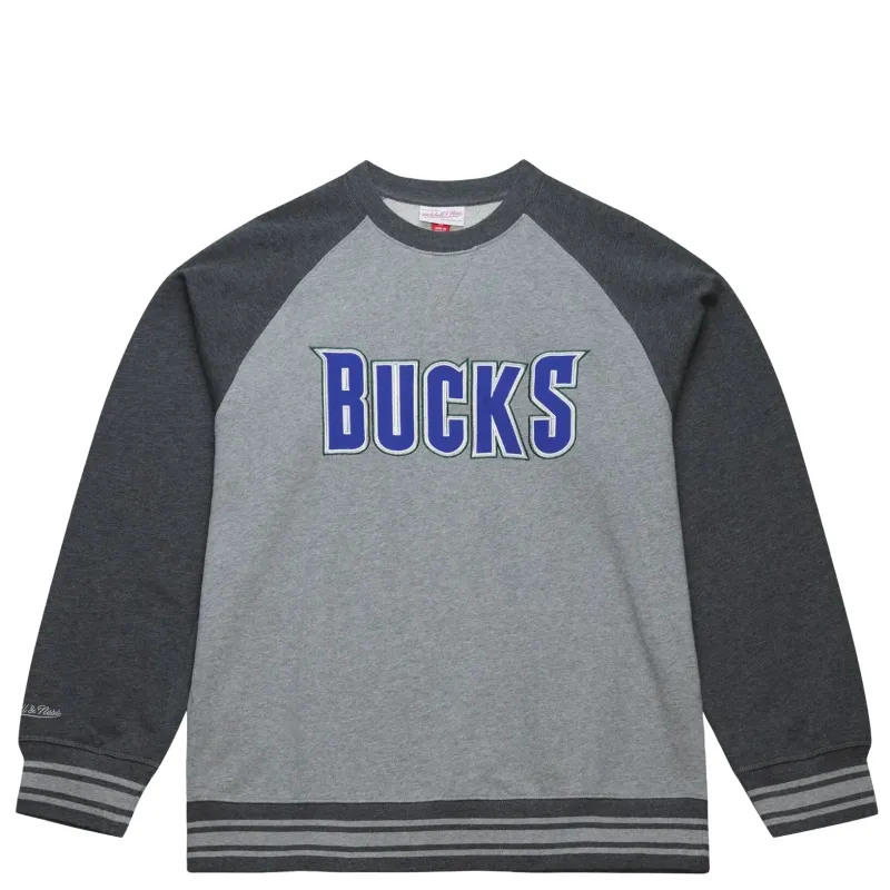 MITCHELL &amp; NESS MILWAUKEE BUCKS LEGACY FRENCH TERRY CREWNECK SWEATSHIRT