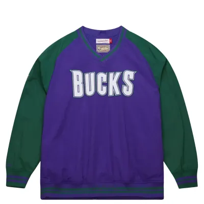 MITCHELL &amp; NESS MILWAUKEE BUCKS NYLON PULLOVER JACKET  